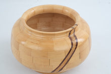 Load image into Gallery viewer, Monty Rowe Signed Segmented Wood Bowl Maple Dark Wood Inlay Studio Art 9 Inch
