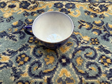 Load image into Gallery viewer, Antique Flow Blue Teacup with Gold Trim – Victorian-Style Floral Pattern
