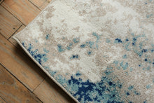 Load image into Gallery viewer, Beverly Ivory &amp; Blue Abstract Area Rug – 8' x 10' Contemporary Distressed Style Rug
