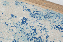Load image into Gallery viewer, Beverly Ivory &amp; Blue Abstract Area Rug – 8' x 10' Contemporary Distressed Style Rug
