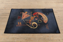 Load image into Gallery viewer, Abstract Geometric Rug - Navy/Black - 5.3 x 7.6
