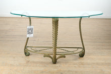 Load image into Gallery viewer, Acanthus Leaf Metal Console Table with Glass Top
