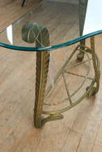 Load image into Gallery viewer, Acanthus Leaf Metal Console Table with Glass Top

