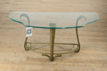 Load image into Gallery viewer, Acanthus Leaf Metal Console Table with Glass Top
