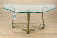 Load image into Gallery viewer, Acanthus Leaf Metal Console Table with Glass Top
