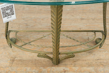 Load image into Gallery viewer, Acanthus Leaf Metal Console Table with Glass Top
