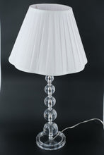 Load image into Gallery viewer, Modern Clear Acrylic Table Lamp with Pleated White Shade – 26” Tall
