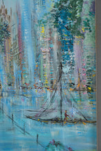 Load image into Gallery viewer, Mid Century Modern Cityscape Oil Painting on Canvas 43x33 Framed
