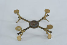 Load image into Gallery viewer, Vintage Brass Adjustable Trivet Stand | Ornate Folding Hot Pot Stand | Shell Motif Feet | 9” Square x 3” Tall
