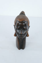 Load image into Gallery viewer, African Hand Carved Wood Female Head Bust Sculpture 8 Inch

