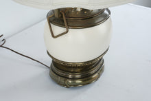 Load image into Gallery viewer, Chapman Style Urn Table Lamp Cream Glaze Brass Mounts White Shade

