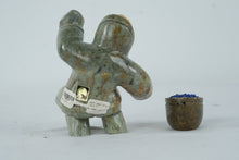 Load image into Gallery viewer, Alaska Inuit Soapstone Carving Hunter Figure With Bowl Signed A 4 Inch
