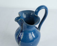 Load image into Gallery viewer, Handcrafted Studio Pottery Blue Glazed Pitcher – Signed A. Smith ’85 – Artisan Ceramic Jug
