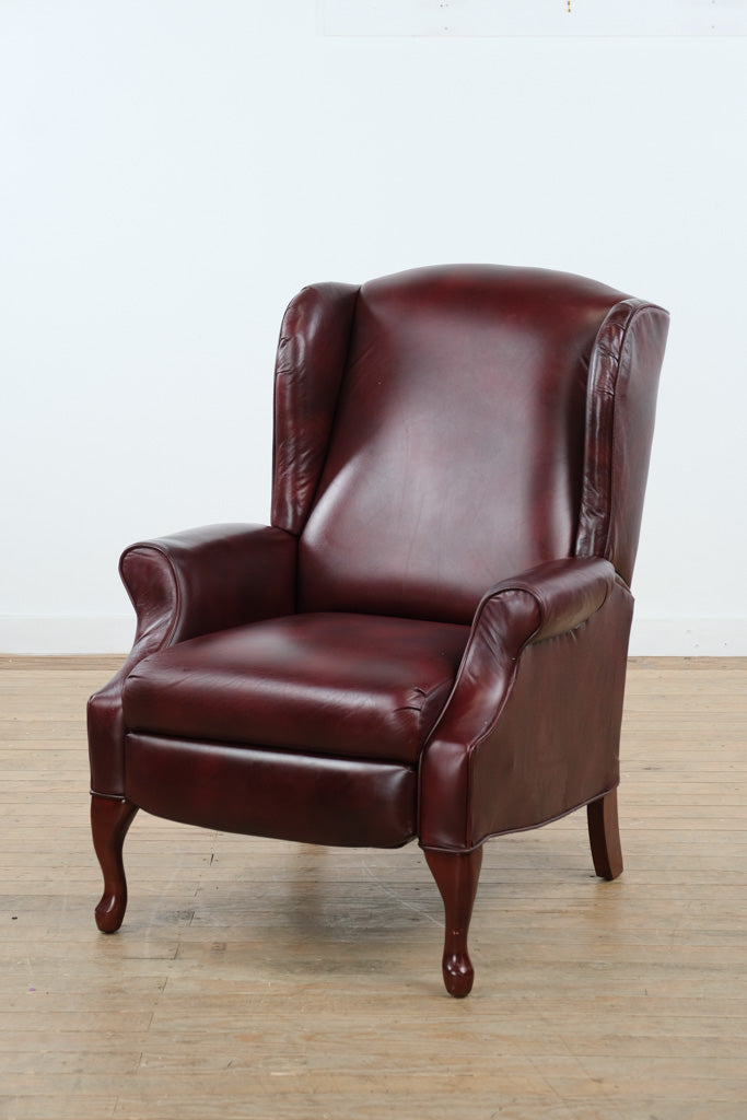 Alsace Burgundy Leather Wingback Recliner by Lane Furniture
