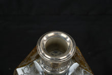 Load image into Gallery viewer, Antique Etched Glass Decanter Silver Overlay Collar Stopper 10 Inch
