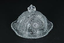 Load image into Gallery viewer, Antique American Brilliant Cut Glass Butter Dish – Dome &amp; Base with Starburst Motif
