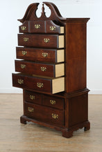Load image into Gallery viewer, American Drew Chippendale-Style Cherry Highboy Dresser
