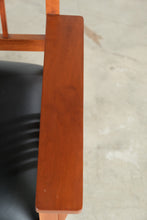 Load image into Gallery viewer, Mission Style Amish Made Cherry Bench with Black Leather Cushion - Online Only
