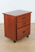 Load image into Gallery viewer, Amish Made Solid Cherry Rolling File Cabinet with Three Drawers
