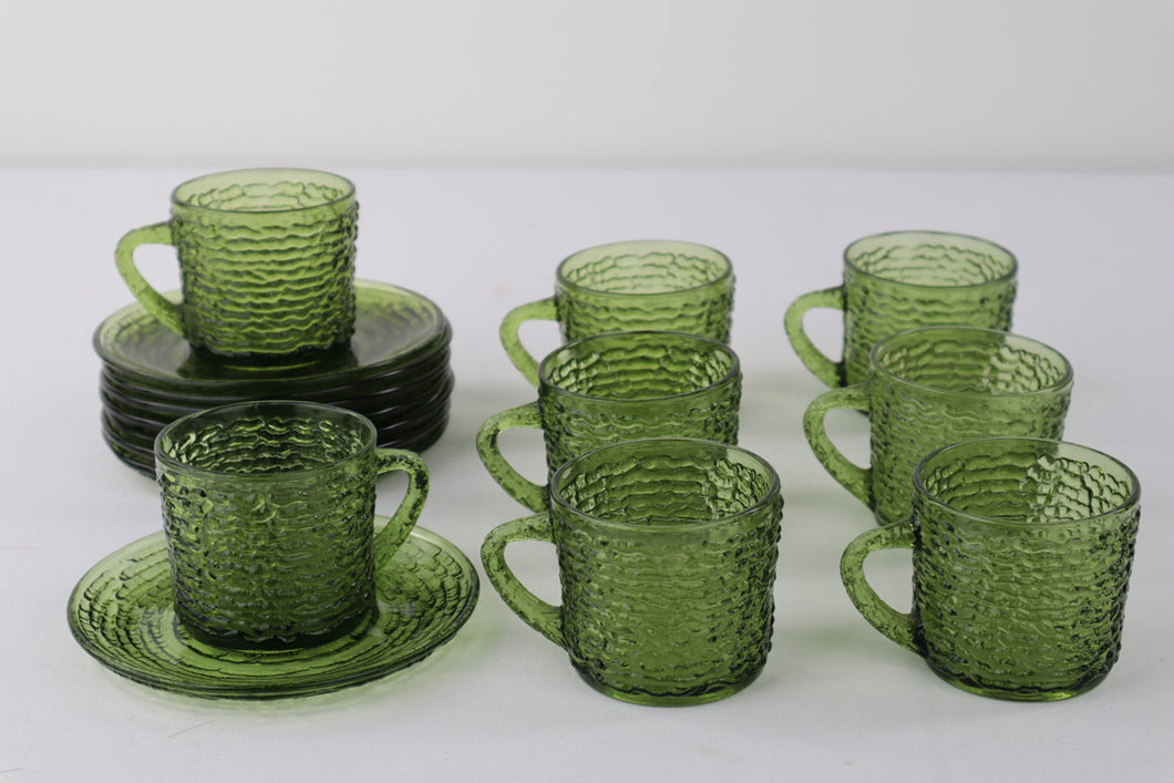 Anchor Hocking Soreno Avocado Cups and Saucers