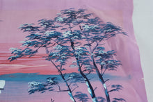 Load image into Gallery viewer, Vintage Signed Asian River Landscape Painting on Pink Fabric 16 x 11 5

