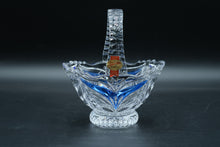 Load image into Gallery viewer, Anna Hütte German Lead Crystal Handled Basket, Cobalt Blue Cased, 24% PbO, Original Label
