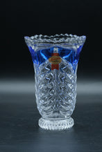 Load image into Gallery viewer, Anna Hütte German Lead Crystal Vase, Cobalt Blue Cased, 24% PbO, Original Label
