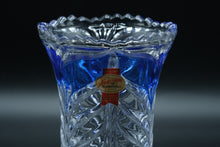 Load image into Gallery viewer, Anna Hütte German Lead Crystal Vase, Cobalt Blue Cased, 24% PbO, Original Label
