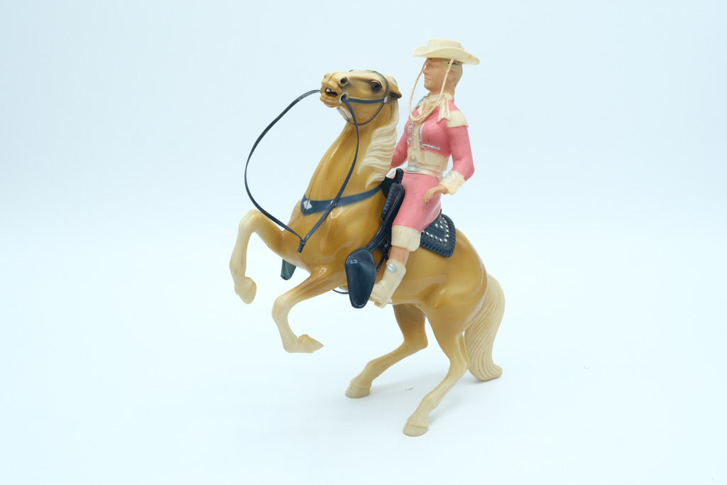 Vintage 1950's Hartland Annie Oakley and Rearing Palomino Horse
