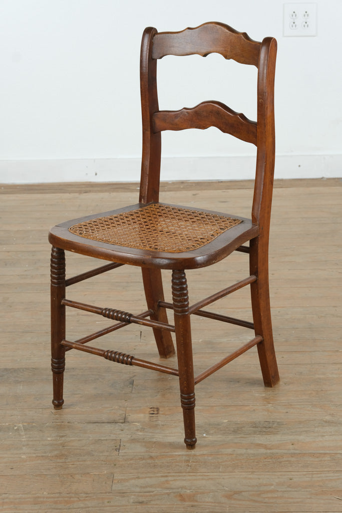 Hand-Caned Side Chair in Warm Walnut Finish