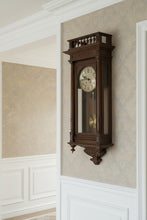 Load image into Gallery viewer, Antique German Vienna-Regulator Style Wall Clock – Biano Genève Dial, Carved Walnut Case
