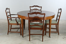 Load image into Gallery viewer, Antique Mahogany Round Extension Dining Table and 6 Chair Set with Four Leaves

