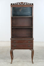 Load image into Gallery viewer, Antique Mahogany Display Shelf with Mirror, Open Bookcase and Two Drawers
