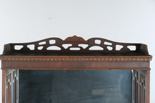 Load image into Gallery viewer, Antique Mahogany Display Shelf with Mirror, Open Bookcase and Two Drawers

