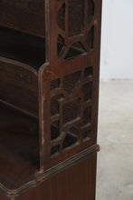 Load image into Gallery viewer, Antique Mahogany Display Shelf with Mirror, Open Bookcase and Two Drawers
