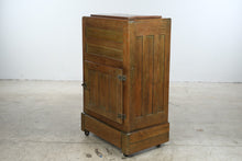 Load image into Gallery viewer, Antique Wood Icebox Cabinet with Metal Liner and Casters
