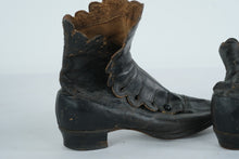Load image into Gallery viewer, Antique Victorian Era Black Leather Button Boots with Scalloped Top
