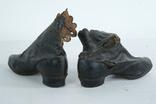 Load image into Gallery viewer, Antique Victorian Era Black Leather Button Boots with Scalloped Top
