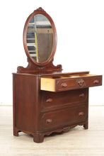 Load image into Gallery viewer, Antique Mahogany 3-Drawer Dresser with Mirror
