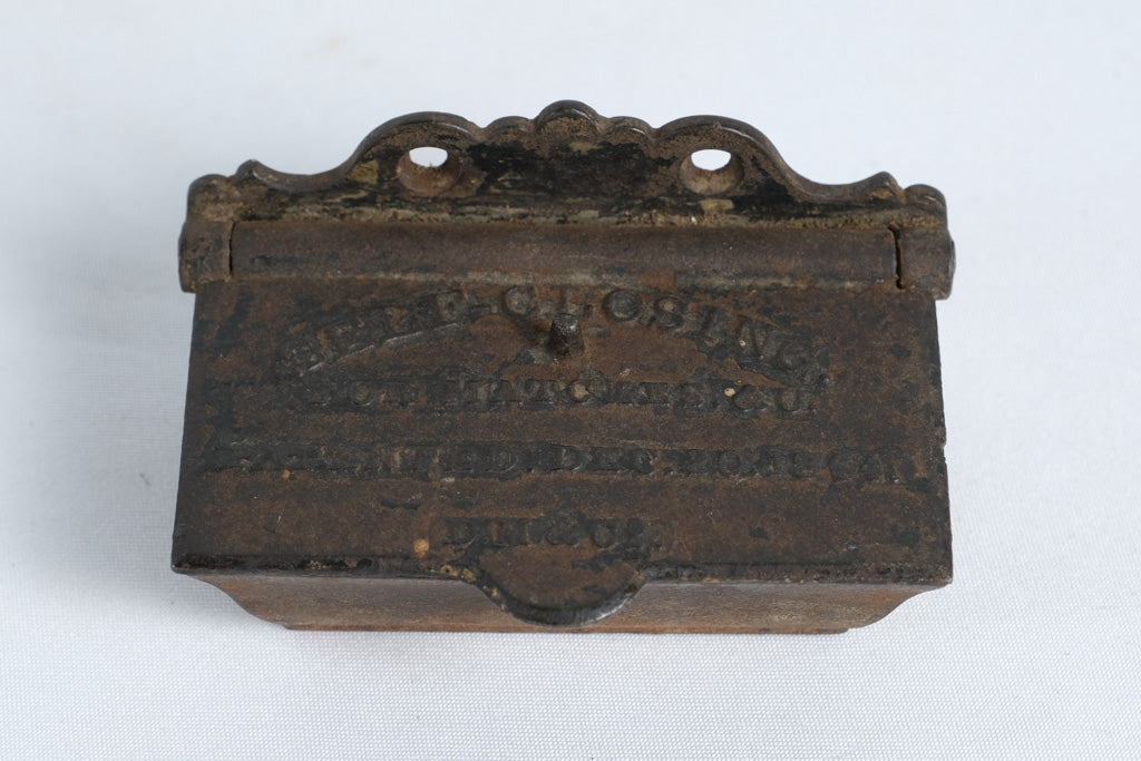 Antique 1864 Cast Iron Self-Closing Wall Match Safe – D.M. & Co.