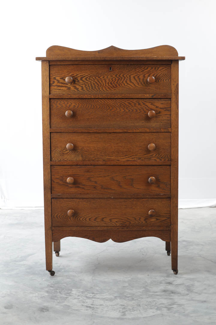 Antique Oak 5-Drawer Chest of Drawers