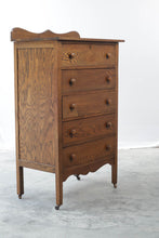 Load image into Gallery viewer, Antique Oak 5-Drawer Chest of Drawers
