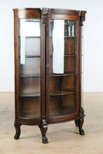 Load image into Gallery viewer, Antique Oak Bow Front China Cabinet with Ball &amp; Claw Feet (c. 1890–1915)
