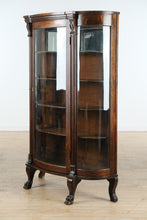 Load image into Gallery viewer, Antique Oak Bow Front China Cabinet with Ball &amp; Claw Feet (c. 1890–1915)
