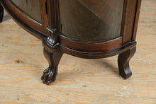 Load image into Gallery viewer, Antique Oak Bow Front China Cabinet with Ball &amp; Claw Feet (c. 1890–1915)
