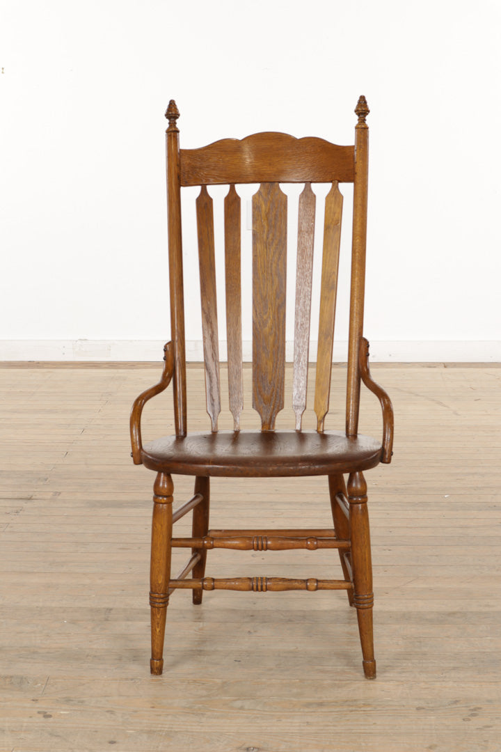 Antique Oak Chair with Rounded Seat