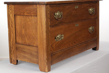 Load image into Gallery viewer, Antique Oak Low 2-Drawer Chest of Drawers
