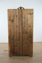 Load image into Gallery viewer, Antique Hand Painted Linen Cabinet Floral Armoire Distressed Blue Cream
