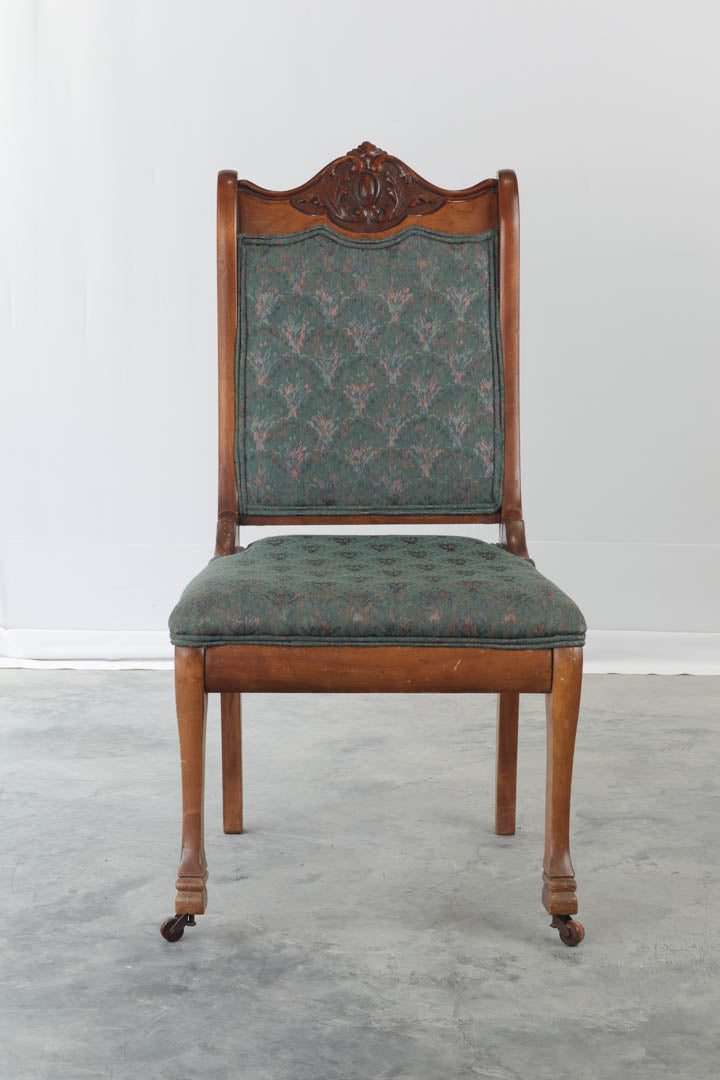 Antique Parlor Chair with Carved Back