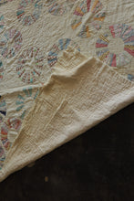 Load image into Gallery viewer, Antique 1930s Dresden Plate Quilt Hand Quilted Feed Sack Cotton 63 x 73
